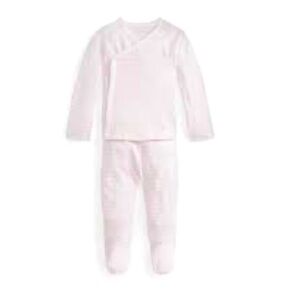 NWT Ralph‎ Lauren Baby Girl Organic Cotton Top & Pant Ser Baby Gift Baby Shower